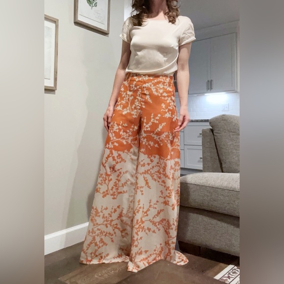 Silvia Tcherassi Benedetto Floral Pant Orange Large - Picture 6 of 10